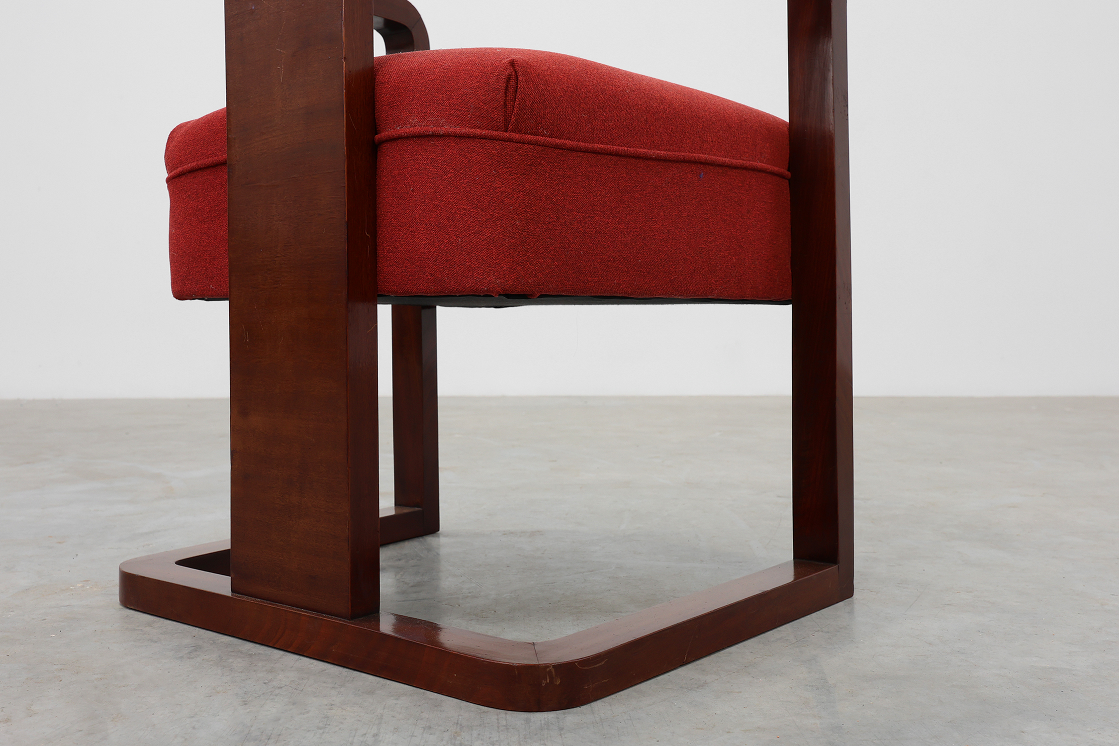 Set of Two Red Reupholstered Art Deco Chairs, Belgium ca. 1920thumbnail